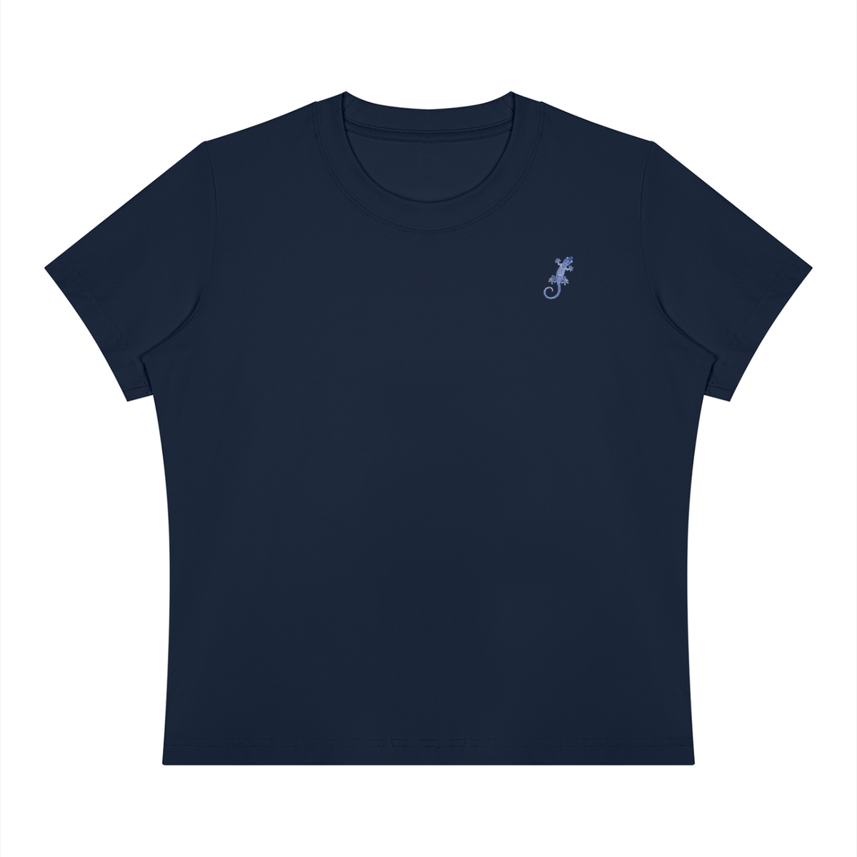 A Fitted Blue Gecko Crewneck T-Shirt