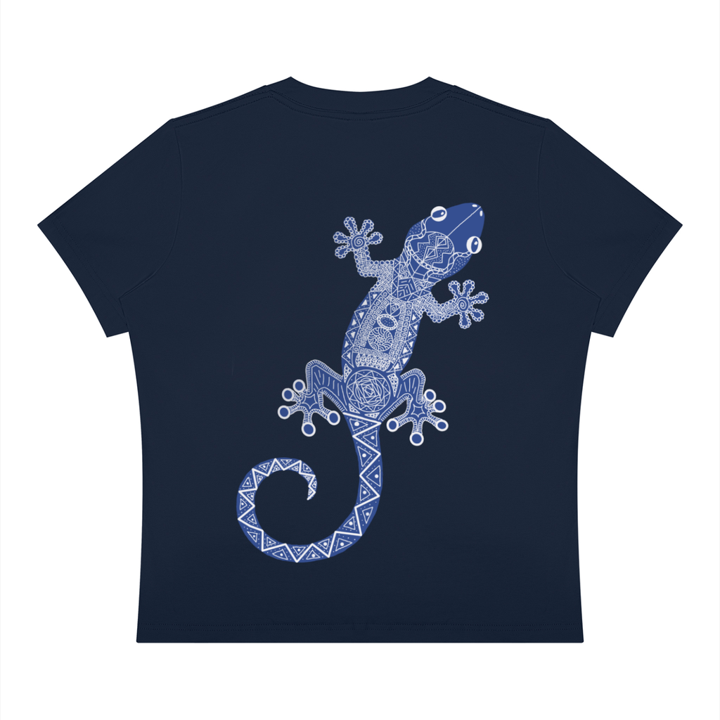 A Fitted Blue Gecko Crewneck T-Shirt